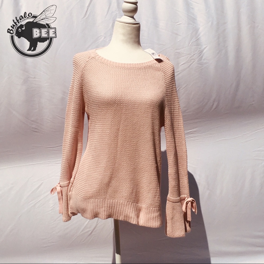 Loft light pink boat neck knit sweater NWT size M